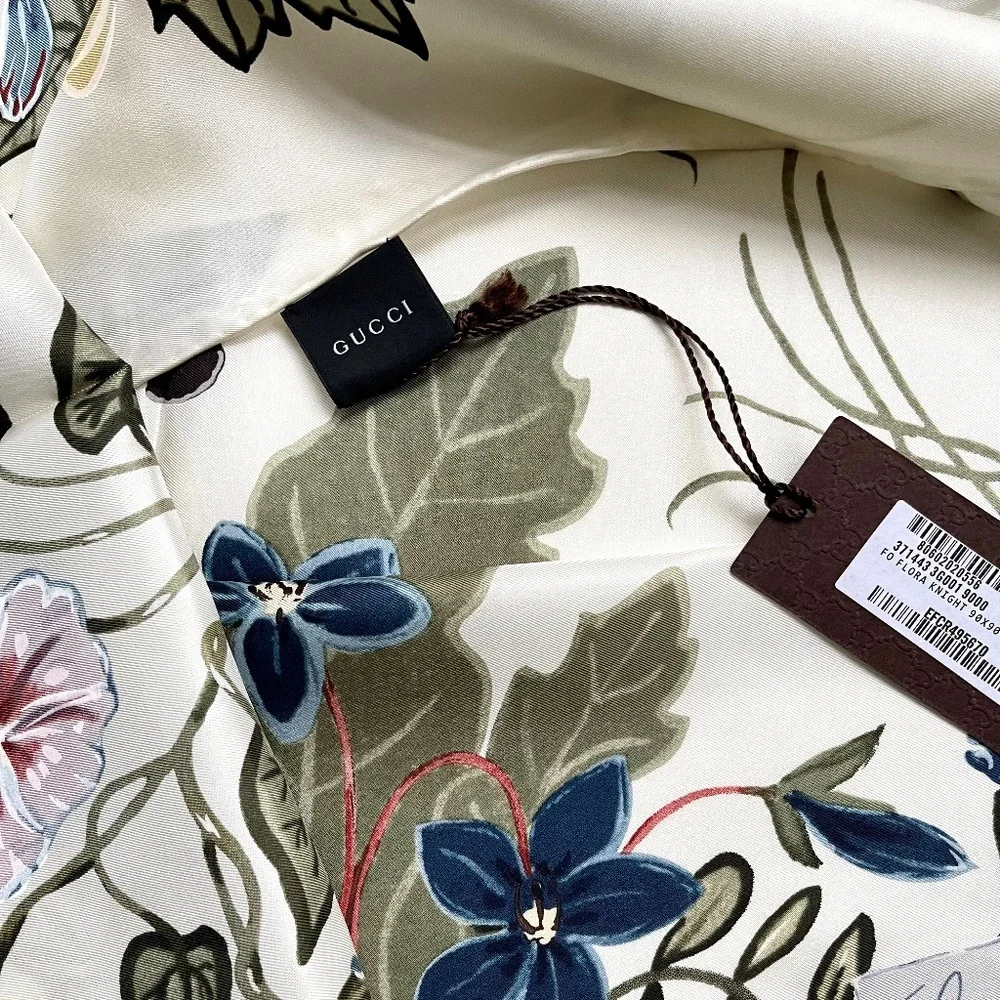 Display #1 Gucci Scarf Flora 3 Print Kris Knight Silk Wrap Scarf NWT